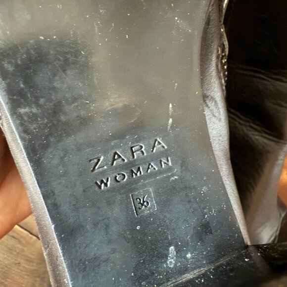 Zara pointy toe zip ankle boots, black, size 6 - Picture 4 of 4